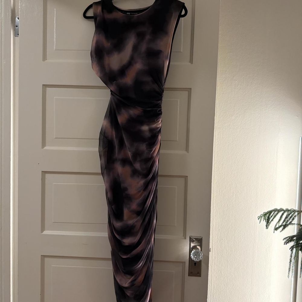 Zara Black and Pink Maxi Dress